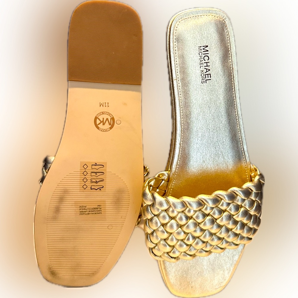 Gold Michael Kors Braided flats
